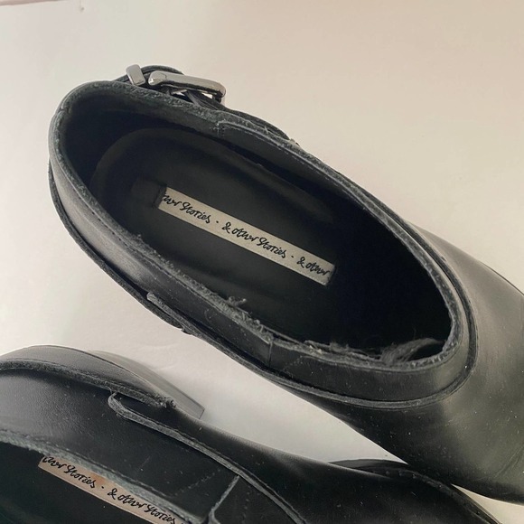 & other stories Black Leather Booties Size 36 block heel buckle - Picture 3 of 8